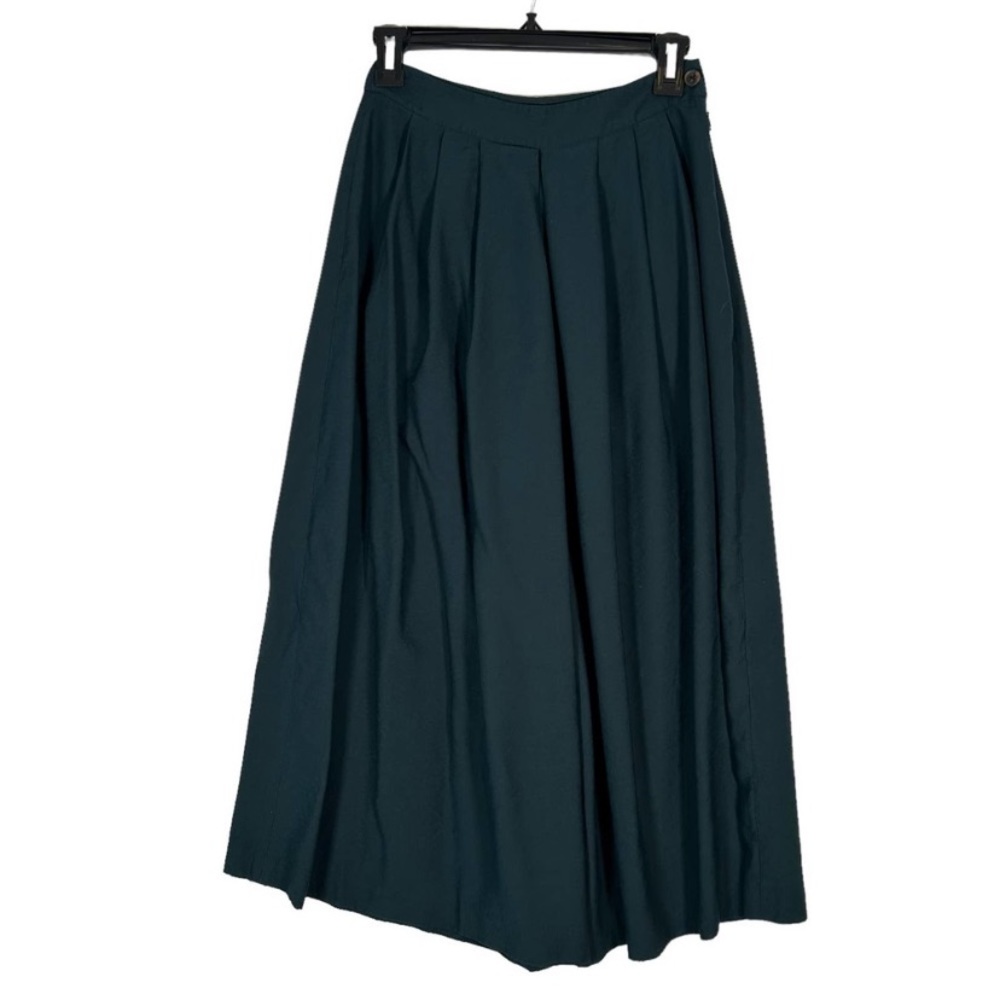 Vince Dark Green Wide Leg Cropped Gaucho Pants Pleated Women's High Waist
